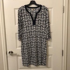 Blue & White 3/4 Sleeve Dress